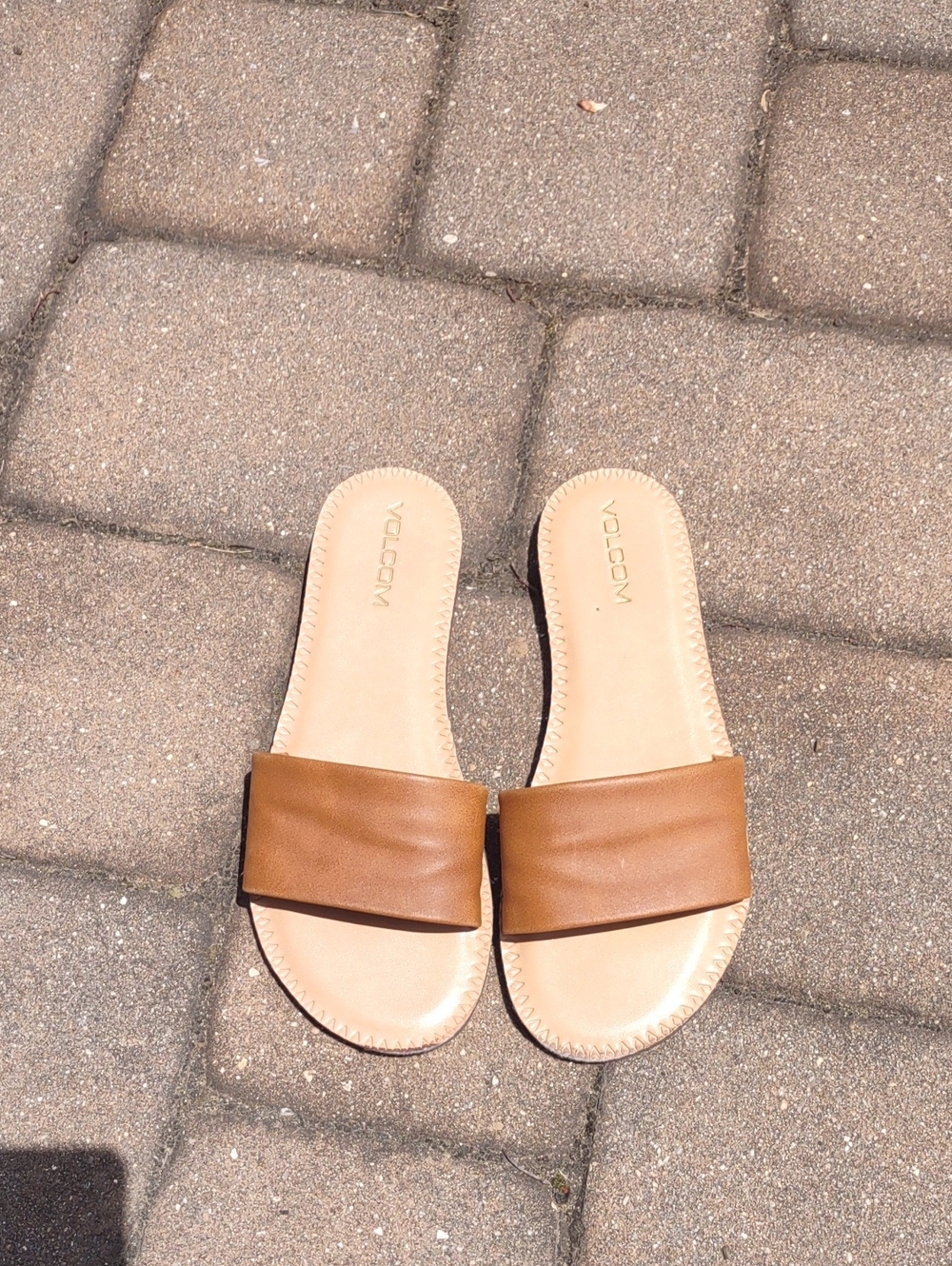 Volcom Slides, Tan, Size 8